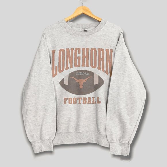 Vintage 90s University Of Texas Longhorn Football Crewneck Sweatshirt NCAA Shirt - Picture 1 of 2